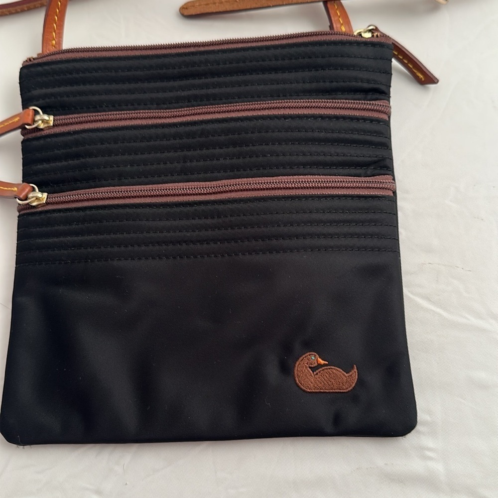 Dooney and Bourke North South Triple Zip black nylon adjustable crossbody bag - Picture 3 of 13